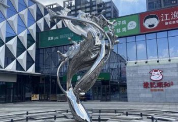 校園海浪雕塑，拉絲景觀雕塑，抽象主題