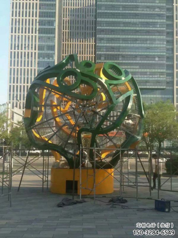 鏤空球雕塑精選，廣場(chǎng)系列，烤漆鏤空球雕塑廠家
