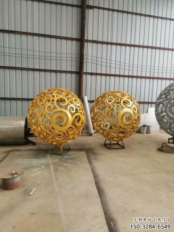 棱面球雕塑服務(wù)商，街道標(biāo)識，鏤空棱面球雕塑定制廠家