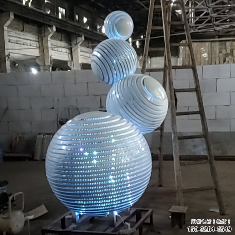 燈光球雕塑承接，城市雕塑，不銹鋼燈光球雕塑精品