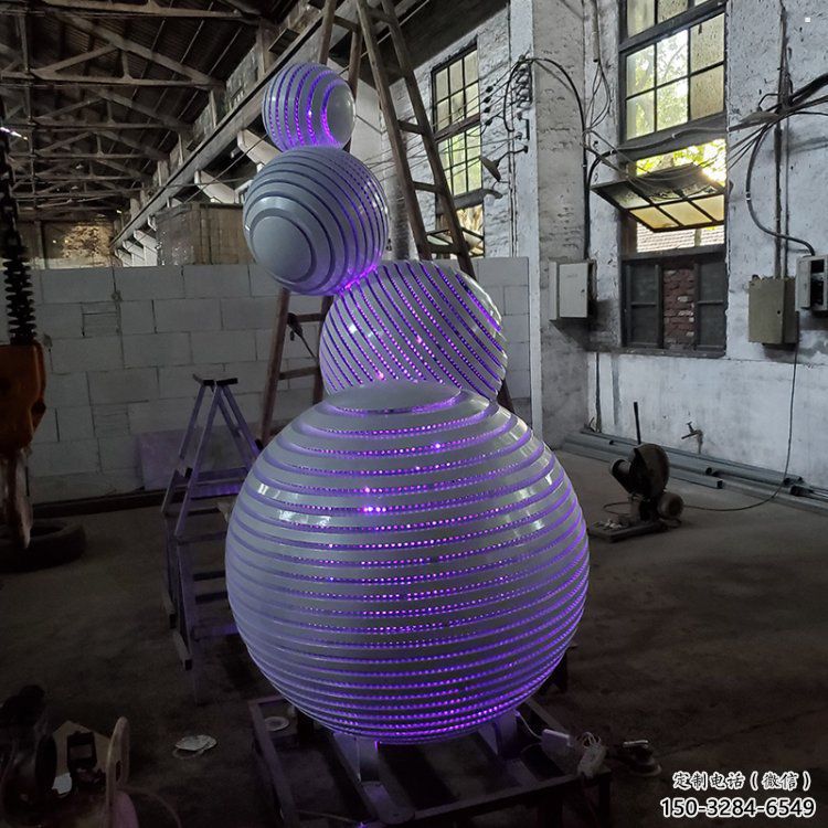 燈光球雕塑制作，公園小品，不銹鋼燈光球雕塑優選