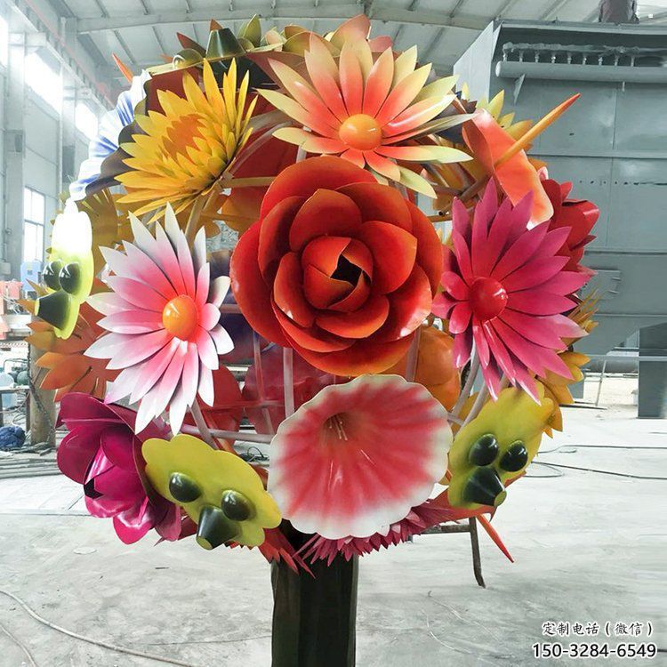 花球雕塑廠家，美陳雕塑，不銹鋼花球雕塑定制