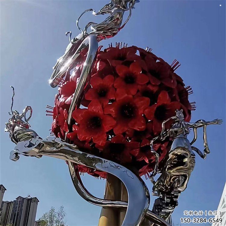 花球雕塑制作，鍛造工藝，不銹鋼花球雕塑選用