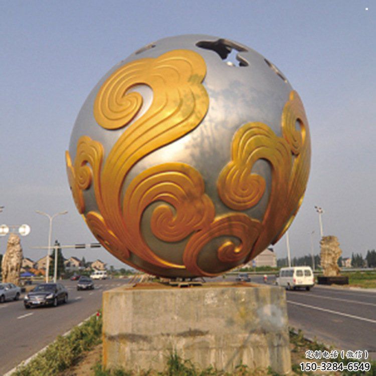 花紋球雕塑廠，景觀雕塑，不銹鋼花紋球雕塑制作承接