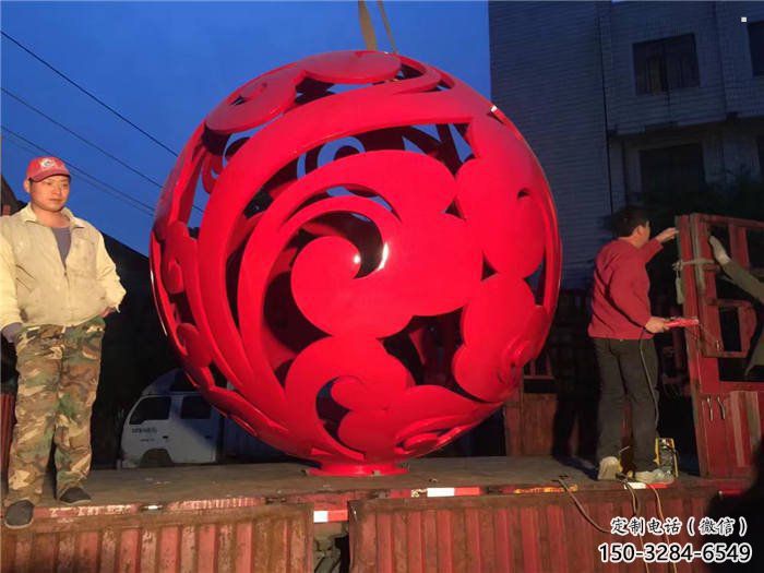 花紋球雕塑訂做，歐式風格，不銹鋼花紋球雕塑選定