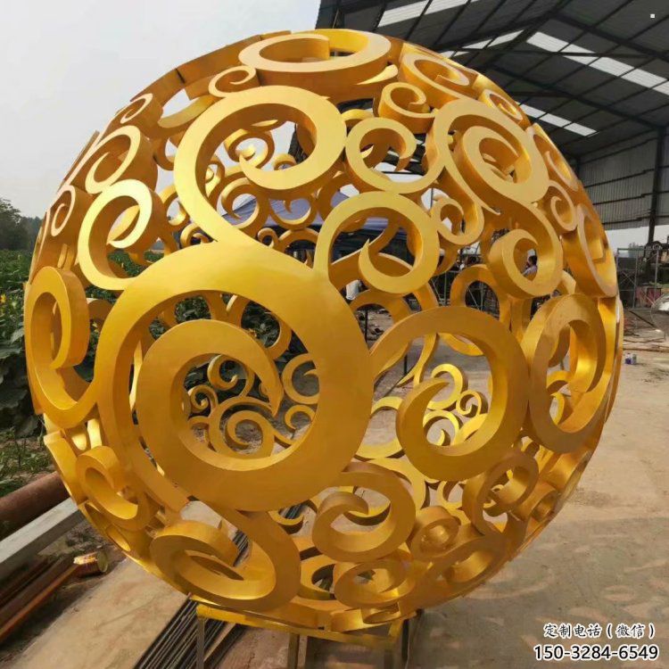 花紋球雕塑定制，城市裝飾，不銹鋼花紋球雕塑承接