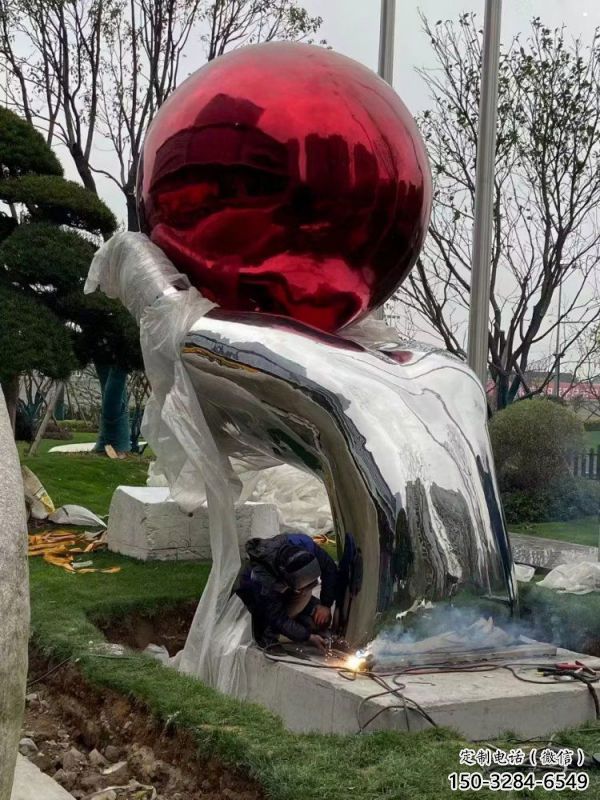 手托圓球雕塑供給，景觀概念，手托圓球雕塑定制