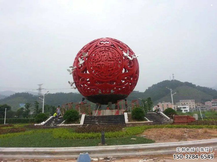 圓球雕塑訂做，街道標(biāo)識，烤漆圓球雕塑定做