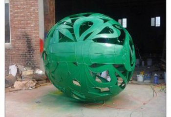 花紋球雕塑制作，酒店擺件，不銹鋼花紋球雕塑訂做