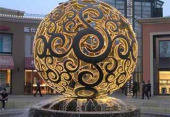 花紋球雕塑制造，中式工藝，不銹鋼花紋球雕塑制造