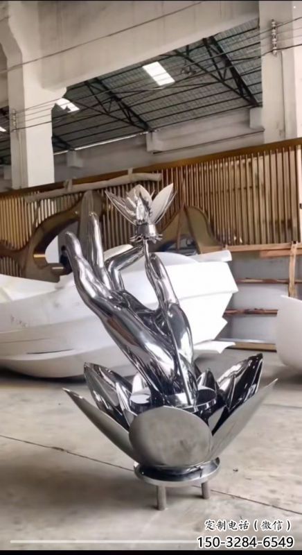 手拈花雕塑供應，景觀雕塑，不銹鋼手拈花雕塑素材制造