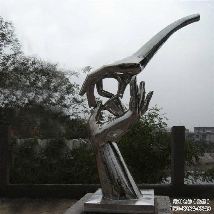手拈花雕塑制造商，小區擺件，不銹鋼手拈花雕塑制造廠家