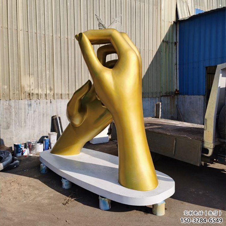 握手雕塑制造商，室外軟裝，不銹鋼握手雕塑生產廠家