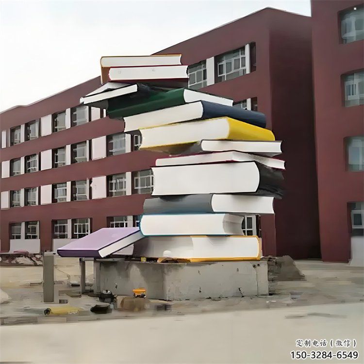 學(xué)校疊書雕塑提供，多彩藝術(shù)，中式不銹鋼疊書雕塑通用