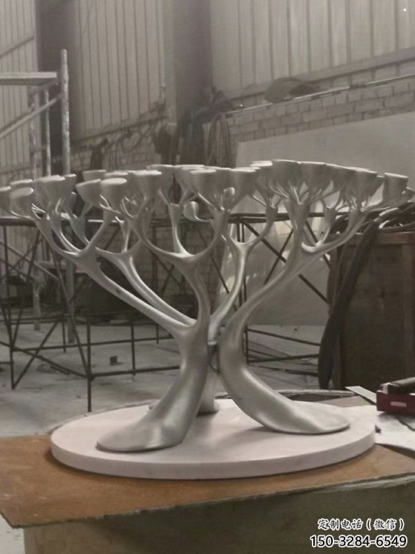 燈光樹雕塑點擊，地標(biāo)擺件，金屬燈光蘑菇樹雕塑承接