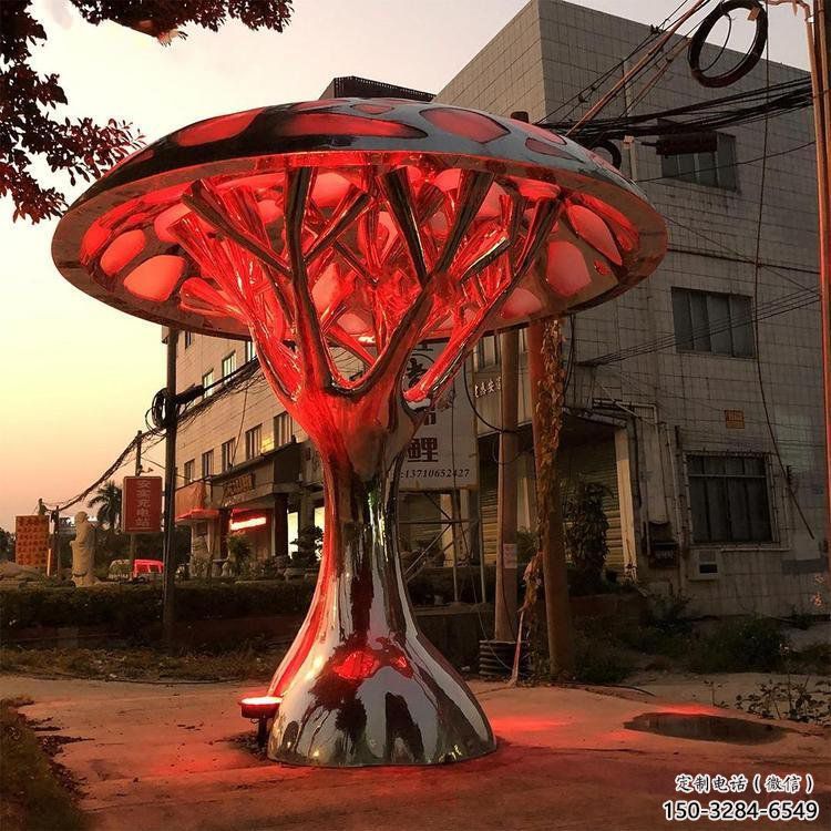 燈光樹雕塑訂做，街景小品，戶外燈光蘑菇樹雕塑制作