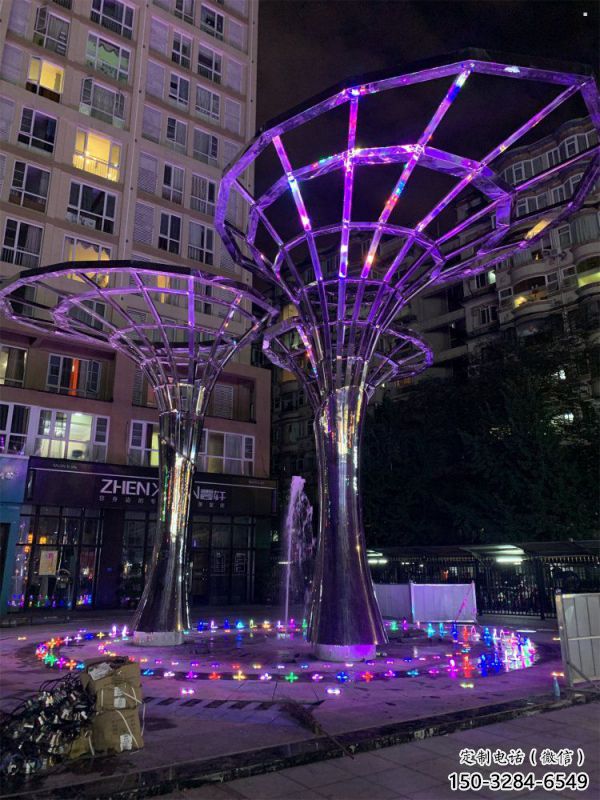 燈光樹雕塑選用，廣場雕塑，燈光蘑菇樹雕塑異型廠家