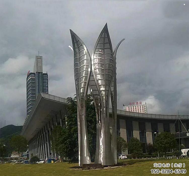 樹葉雕塑生產，美陳雕塑，制造鏡面不銹鋼樹葉雕塑廠家