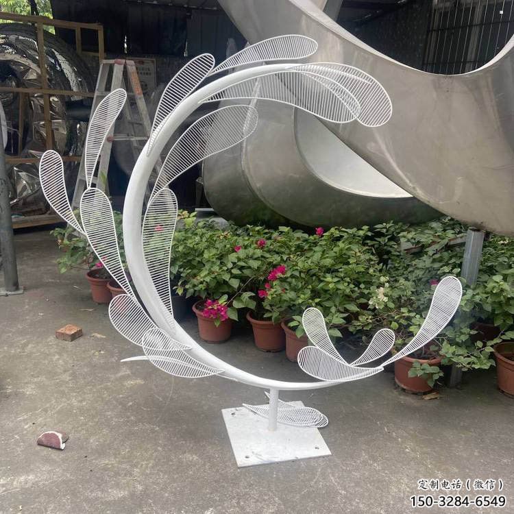 景觀樹葉雕塑訂做，街景小品，鏤空烤漆樹葉雕塑定制