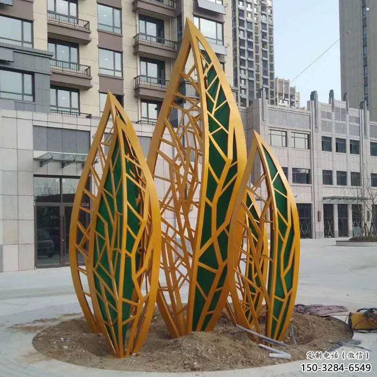 景觀樹葉雕塑定做，美陳雕塑，烤漆樹葉雕塑精品