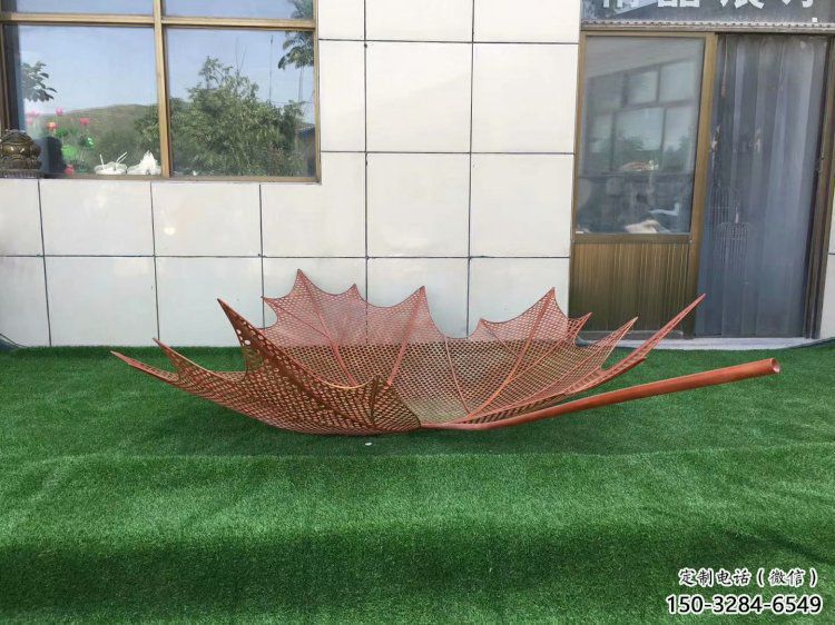 鏤空樹葉雕塑制作，美陳雕塑，鐵藝樹葉雕塑觀賞型