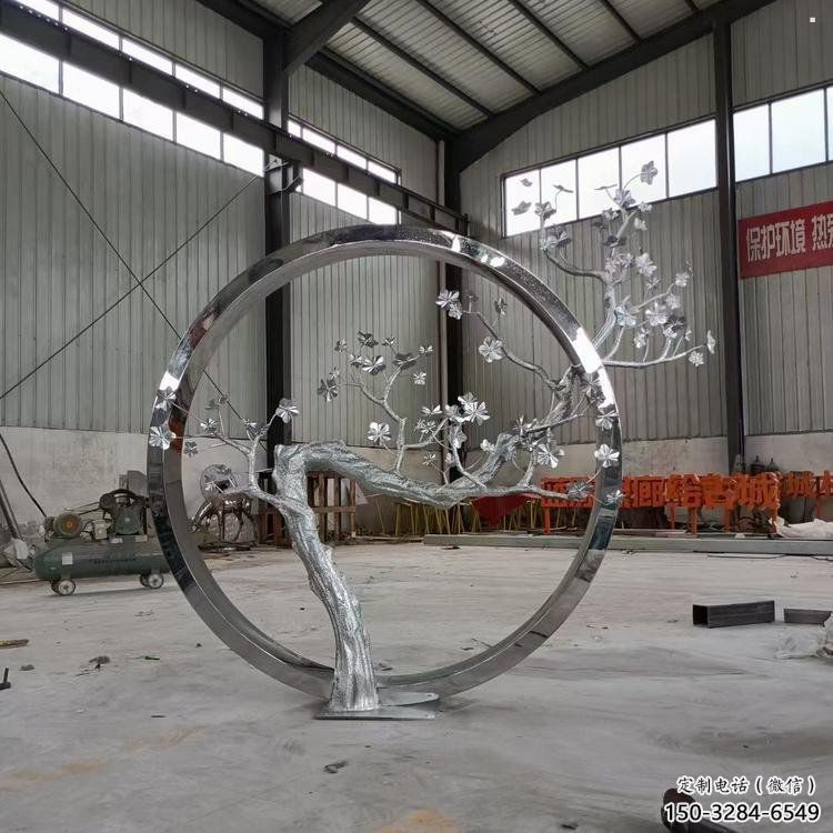 梅花樹雕塑加工，美陳雕塑，不銹鋼梅花樹雕塑生產(chǎn)商