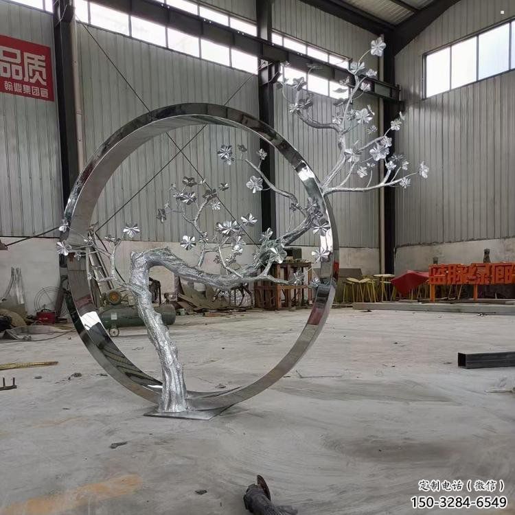 梅花樹(shù)雕塑制造商，戶外擺放，不銹鋼梅花樹(shù)雕塑供應(yīng)