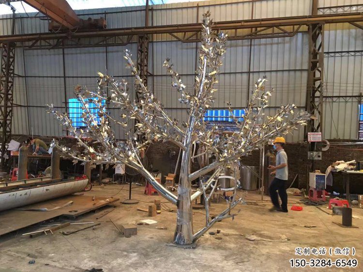 大型楓樹雕塑優(yōu)選，白鋼構(gòu)件，不銹鋼楓樹雕塑廠