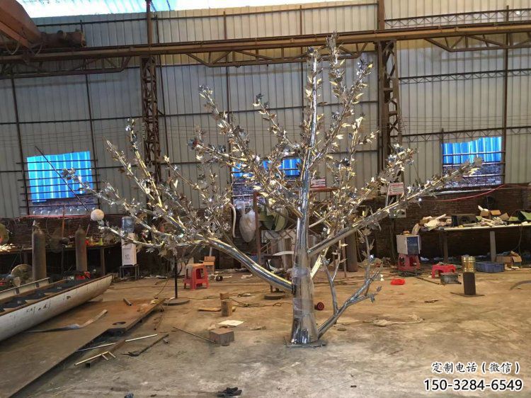 楓樹雕塑制作，動態雕塑，不銹鋼楓樹雕塑定制廠家