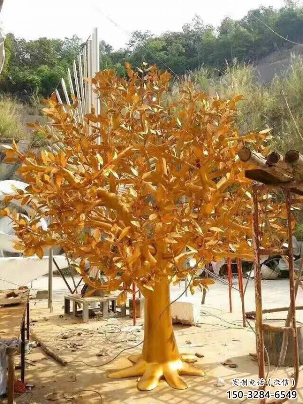 發財樹雕塑提供，白鋼構件，不銹鋼發財樹雕塑生產