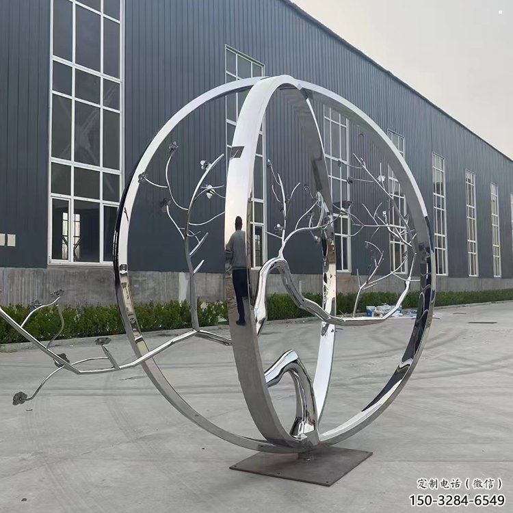 圓環樹雕塑優選，陸地擺件，不銹鋼圓環樹雕塑供應