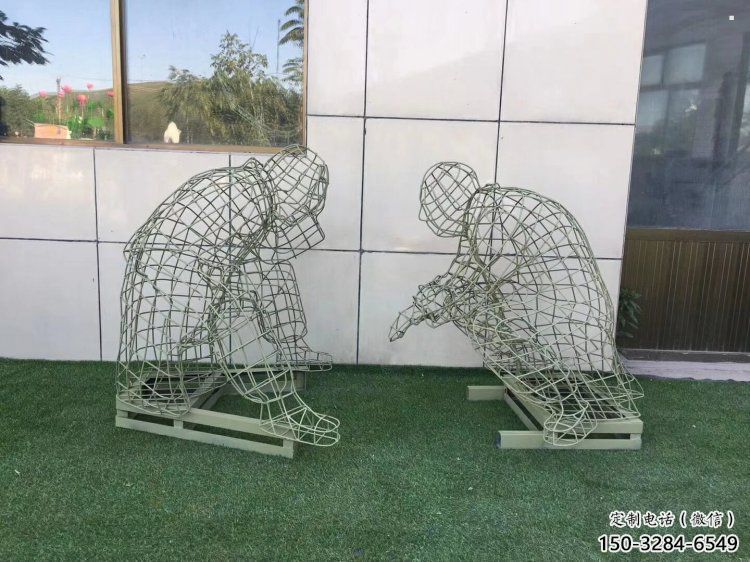 鏤空下棋雕塑供需，廣場雕塑，鐵藝民俗人物雕塑選用