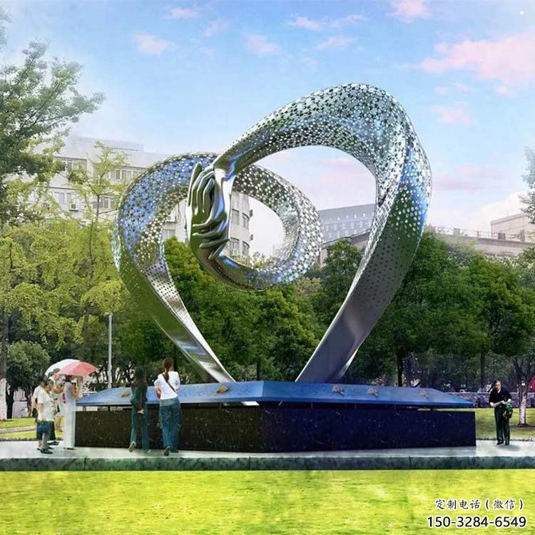 心形雕塑展品，景觀概念，鏤空鏡面心形雕塑優選