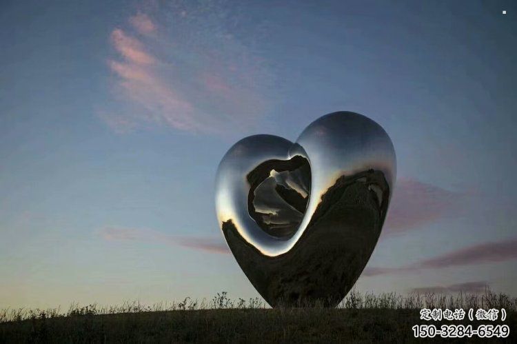 心形球雕塑訂做，城市裝飾，不銹鋼心形球雕塑展品