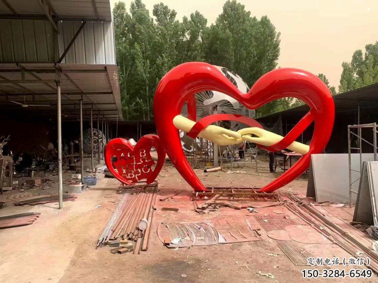 愛心雕塑供需，標識雕塑，景觀烤漆愛心雕塑制造商