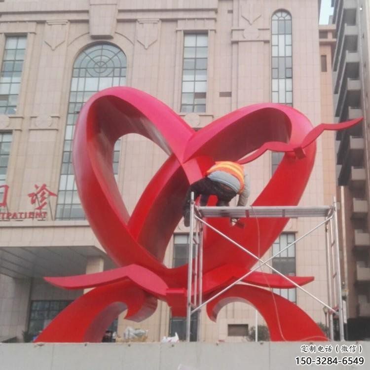 雙心鑄造觀賞型，露天雕塑，不銹鋼雙心雕塑訂做
