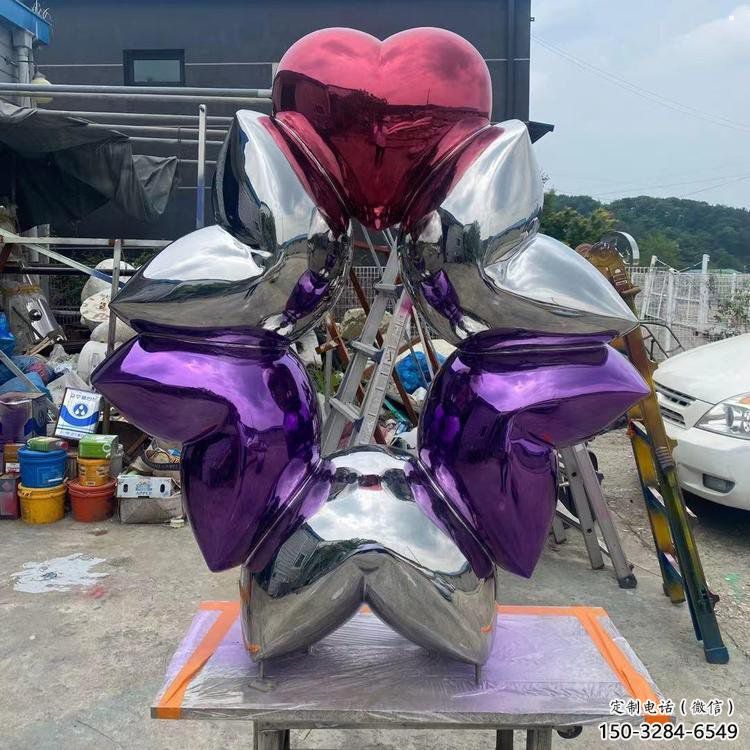 心心相印雕塑展品，室外軟裝，展示心形雕塑訂做