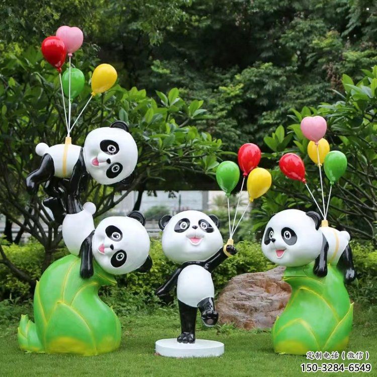 熊貓雕塑觀賞型，露天雕塑，卡通熊貓雕塑訂做廠家