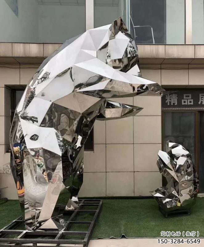 熊貓雕塑工程供應，景觀雕塑，幾何不銹鋼熊貓雕塑供求