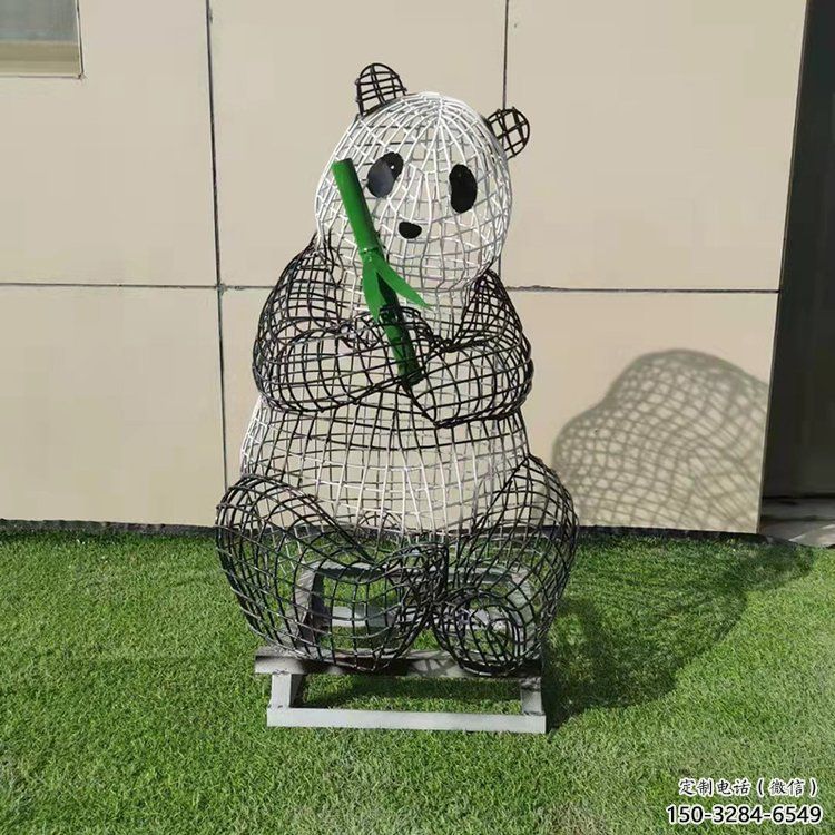 熊貓雕塑常用，公園小品，鏤空熊貓雕塑生產商