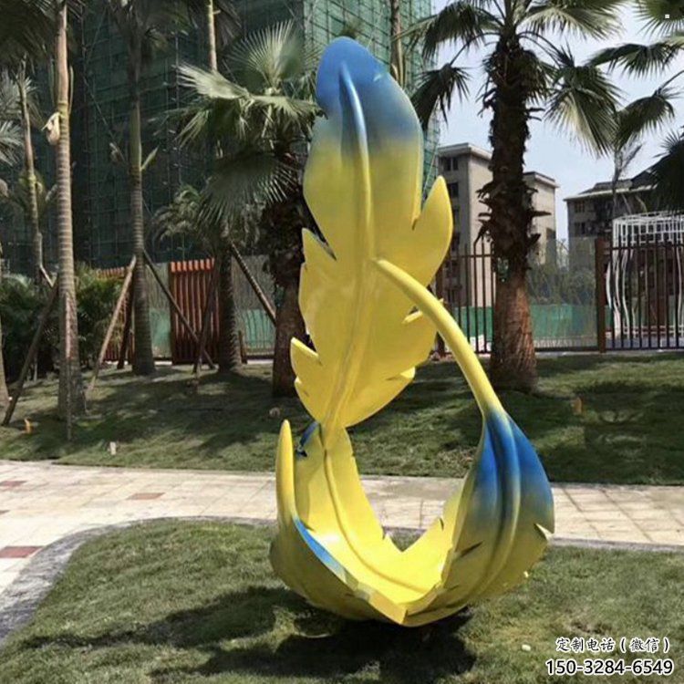 羽毛雕塑承接，景區案例，公園烤漆羽毛雕塑定制
