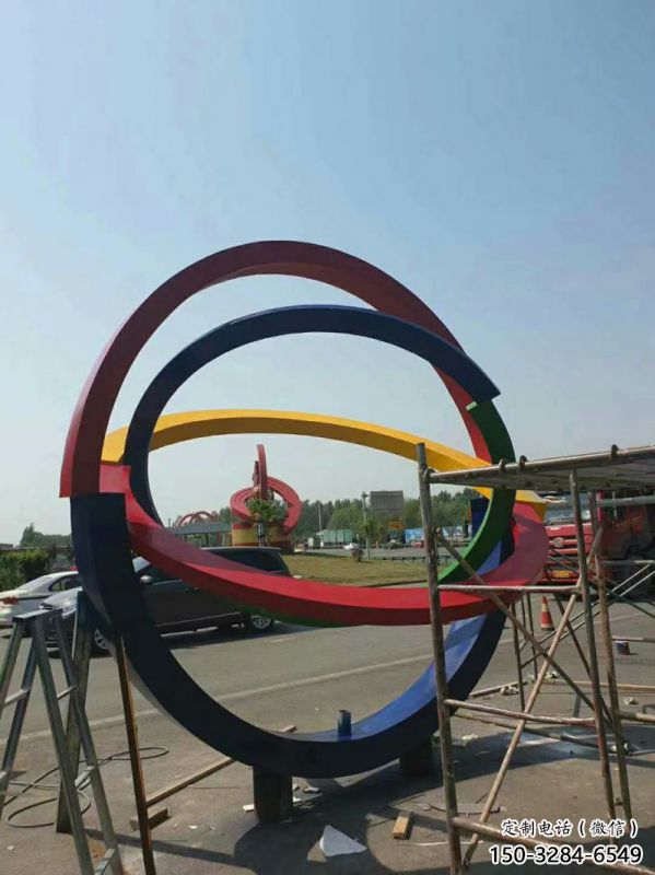 雙環雕塑制造，歐式風格，不銹鋼雙環雕塑廠家定價