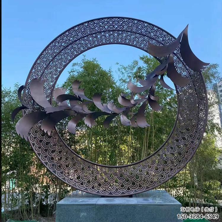 雙環(huán)雕塑提供，多彩藝術(shù)，中式不銹鋼雙環(huán)雕塑通用