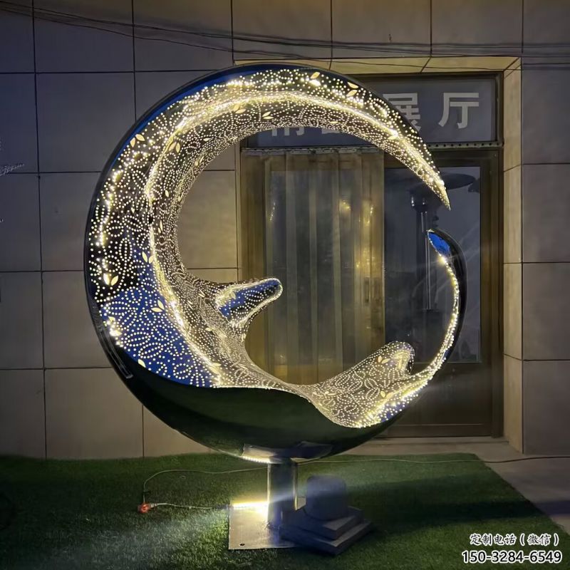 制造圓環(huán)雕塑專供，地標擺件，燈光圓環(huán)雕塑訂做