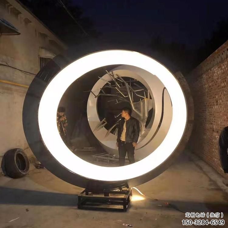 圓環雕塑制造商，城區小品，不銹鋼圓環雕塑制作定制
