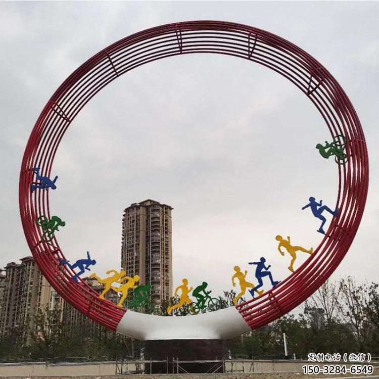 圓環雕塑點擊，地標擺件，烤漆圓環雕塑承接