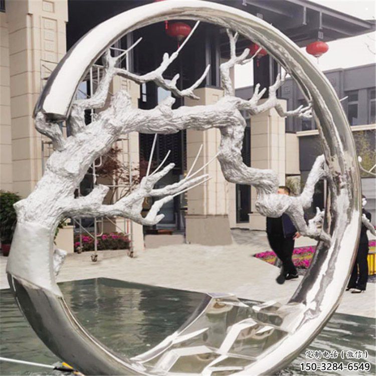 圓環樹雕塑制造商，露天雕塑，不銹鋼圓環樹雕塑訂做