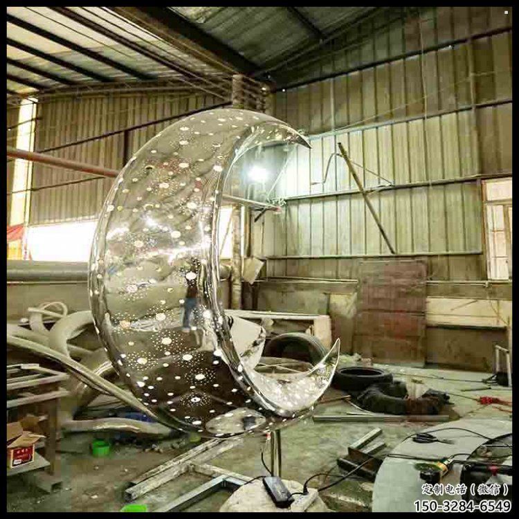 月亮雕塑服務商，景觀雕塑，鏤空月亮雕塑選定