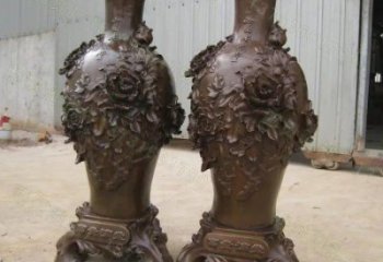 銅花瓶雕塑供應，城市裝飾，彩色銅花瓶雕塑優選