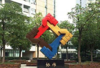 握手雕塑指用，多彩藝術，景觀不銹鋼握手雕塑廠家